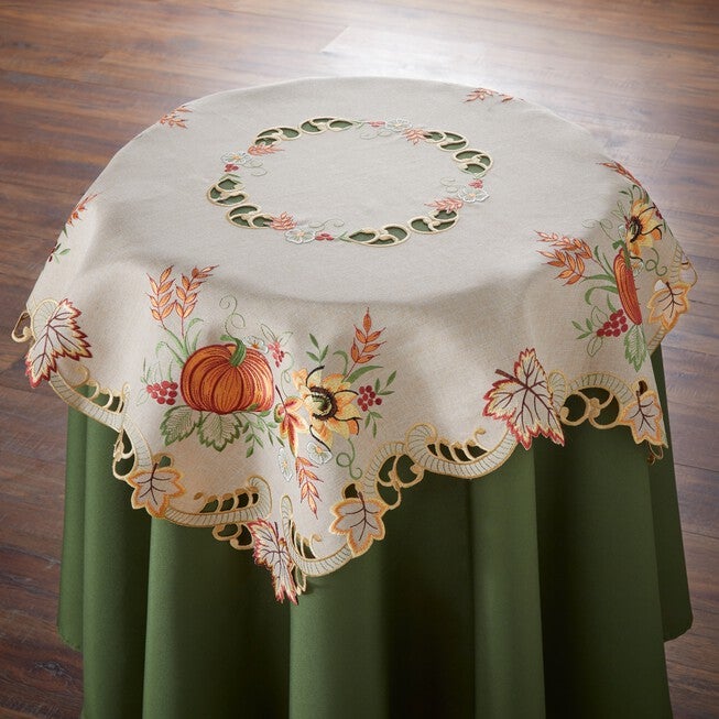 Embroidered Cut Out Harvest Table Topper, NO COLOR, hi-res image number 0