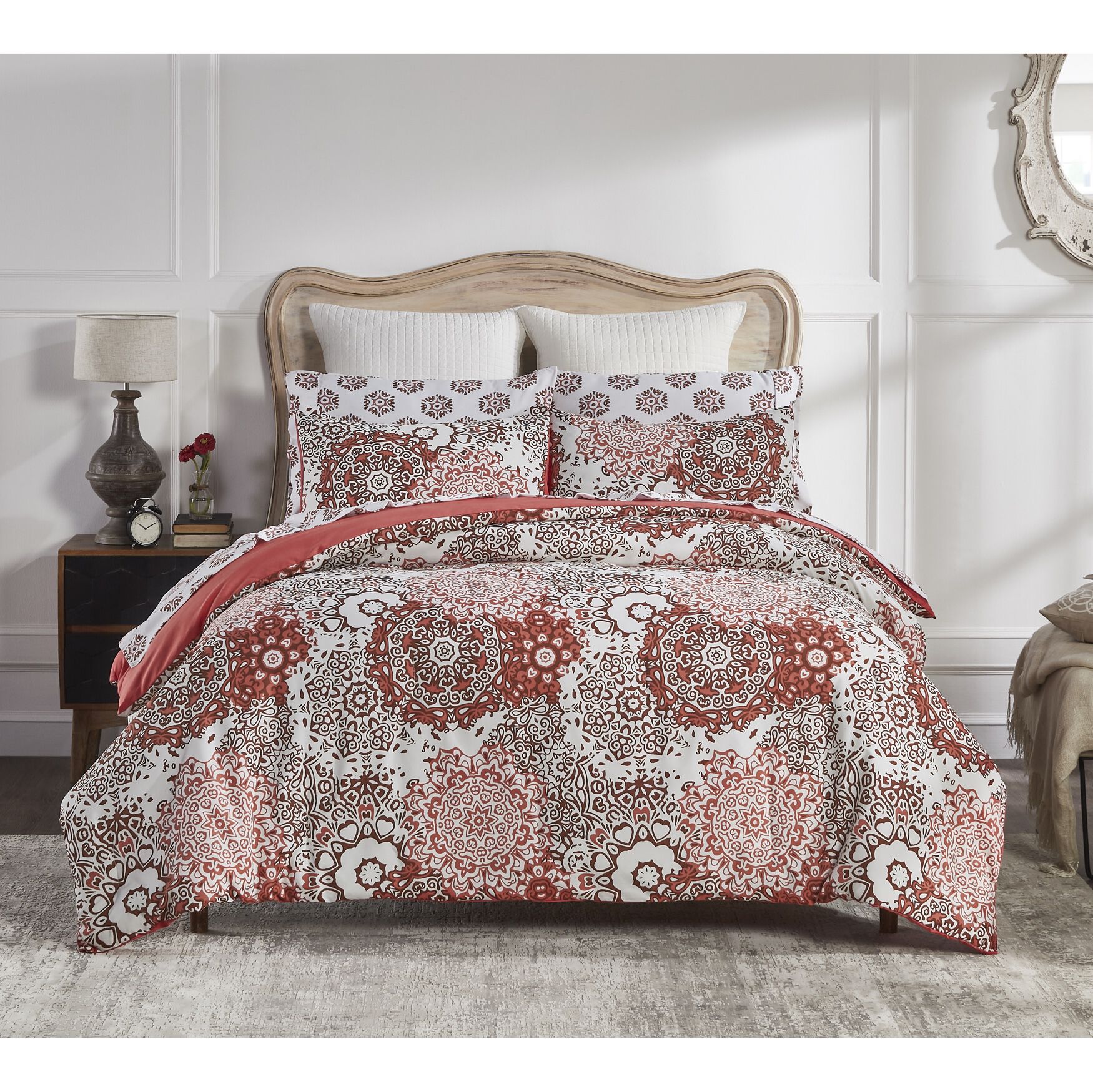 Lyla Collection 100% Microfiber Nautical 7 Piece Comforter Set, RED, hi-res image number 0