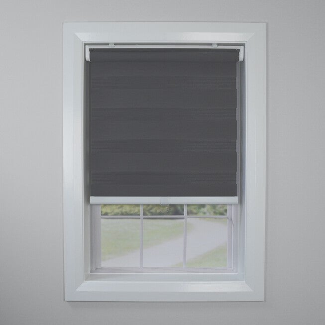 Cordless Zebra Slimline Privacy Window Shade Window, CHARCOAL, hi-res image number null