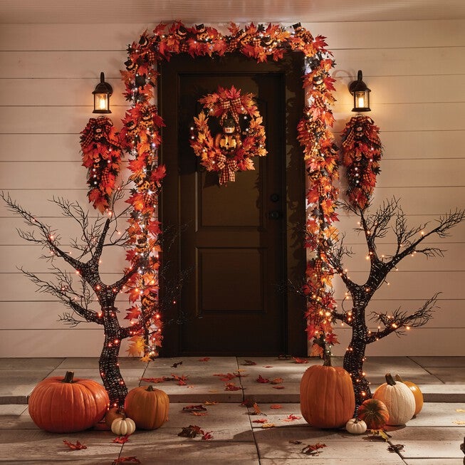 24 inches Pre-Lit Jack-O-Lantern Vertical Swag, , alternate image number null