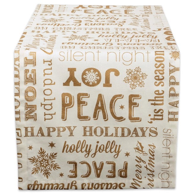 Gold Christmas Collage Table Runner, GOLD, hi-res image number null
