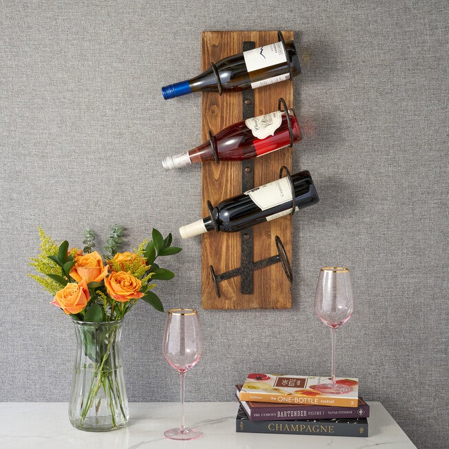 Metal And Wood Wine Rack, , on-hover image number 1