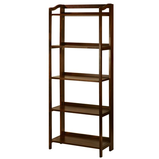 Stratford 5-Shelf Folding Bookcase-Warm Brown, , alternate image number null