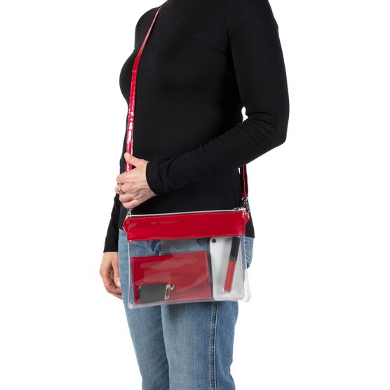 Convertible Bag Purse With Wallet, Clear/Red, , on-hover image number null