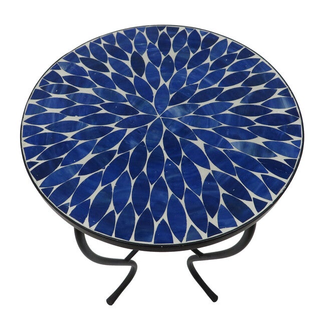 Lori Mosaic Folding Side Table, DARK BLUE, hi-res image number 0