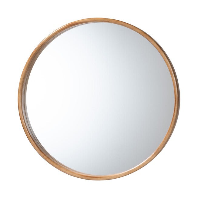 Tazara Japandi Natural Round Accent Wall Mirror, NATURAL BROWN, alternate image number 1