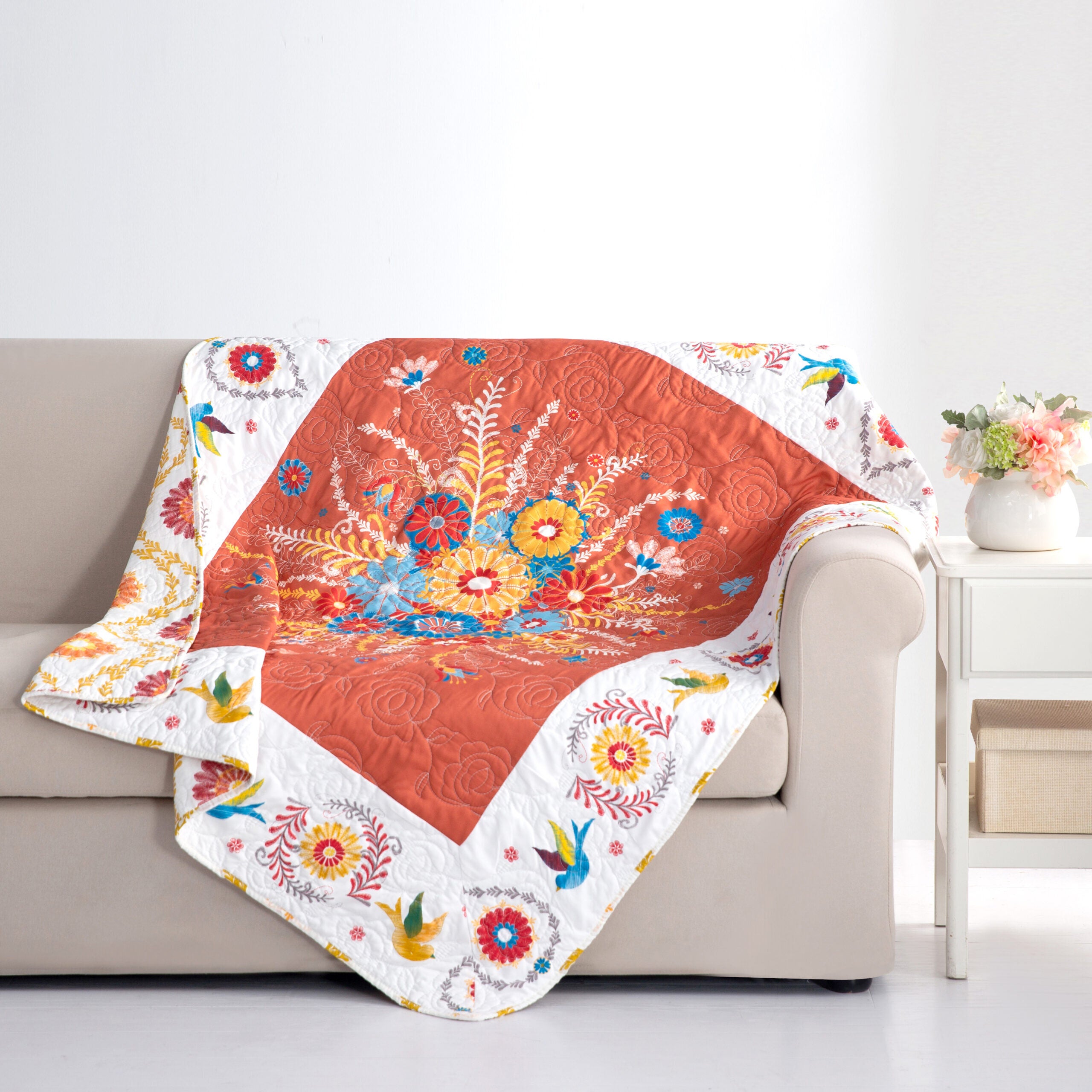 Topanga Boho Quilted Throw Blanket, MULTI, hi-res image number 0