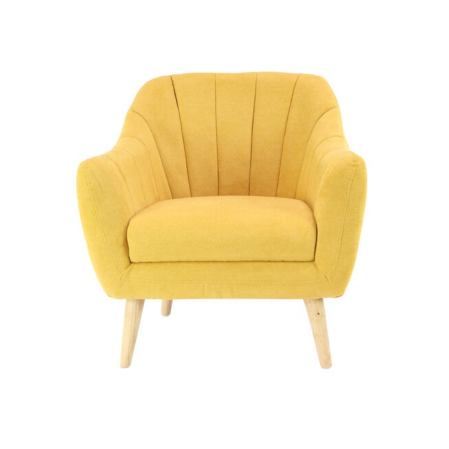 Yellow Polyester And Wood Modern Accent Chair Accent Chair, , alternate image number null