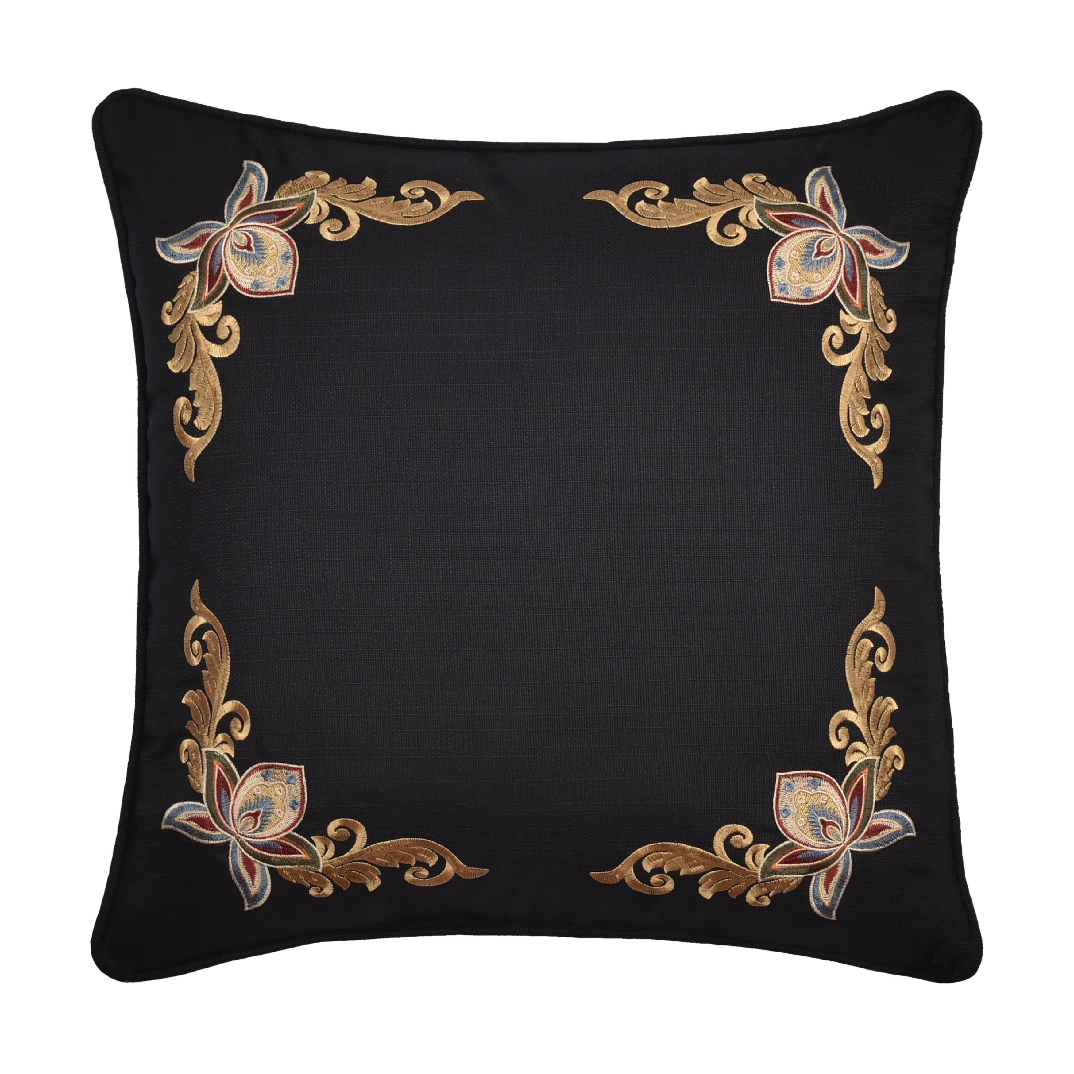Calabria 18 Inch Square Decorative Throw Pillow, BLACK, hi-res image number 0