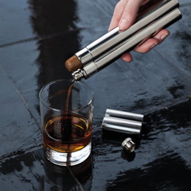 Stainless Steel Cigar Holder And 2 Oz Flask, , on-hover image number null