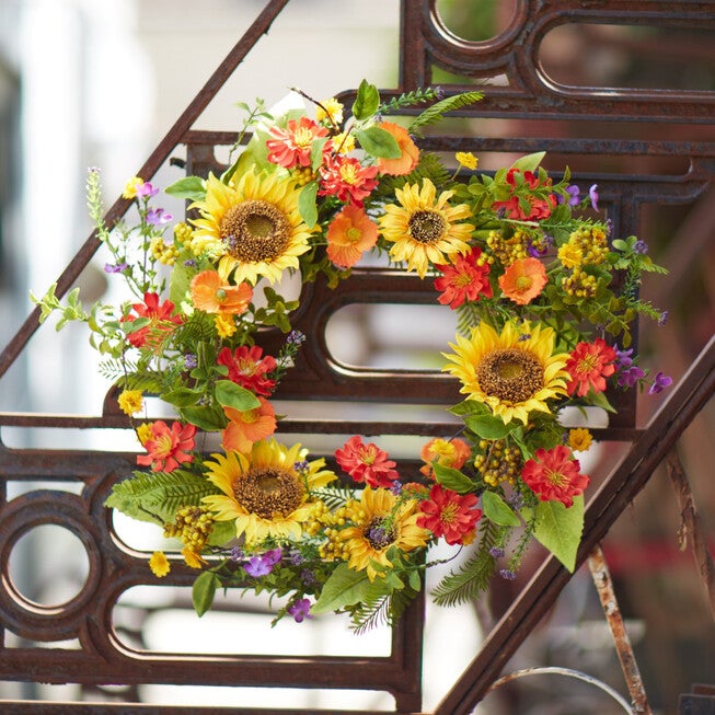 Sunflower Wreath 22 inchesD Polyester/Plastic, , alternate image number 2