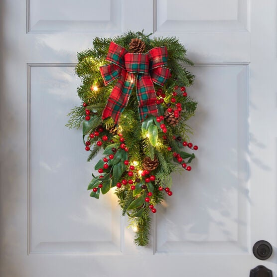 24" Pre-Lit Celeste Vertical Swag, PLAID, hi-res image number null