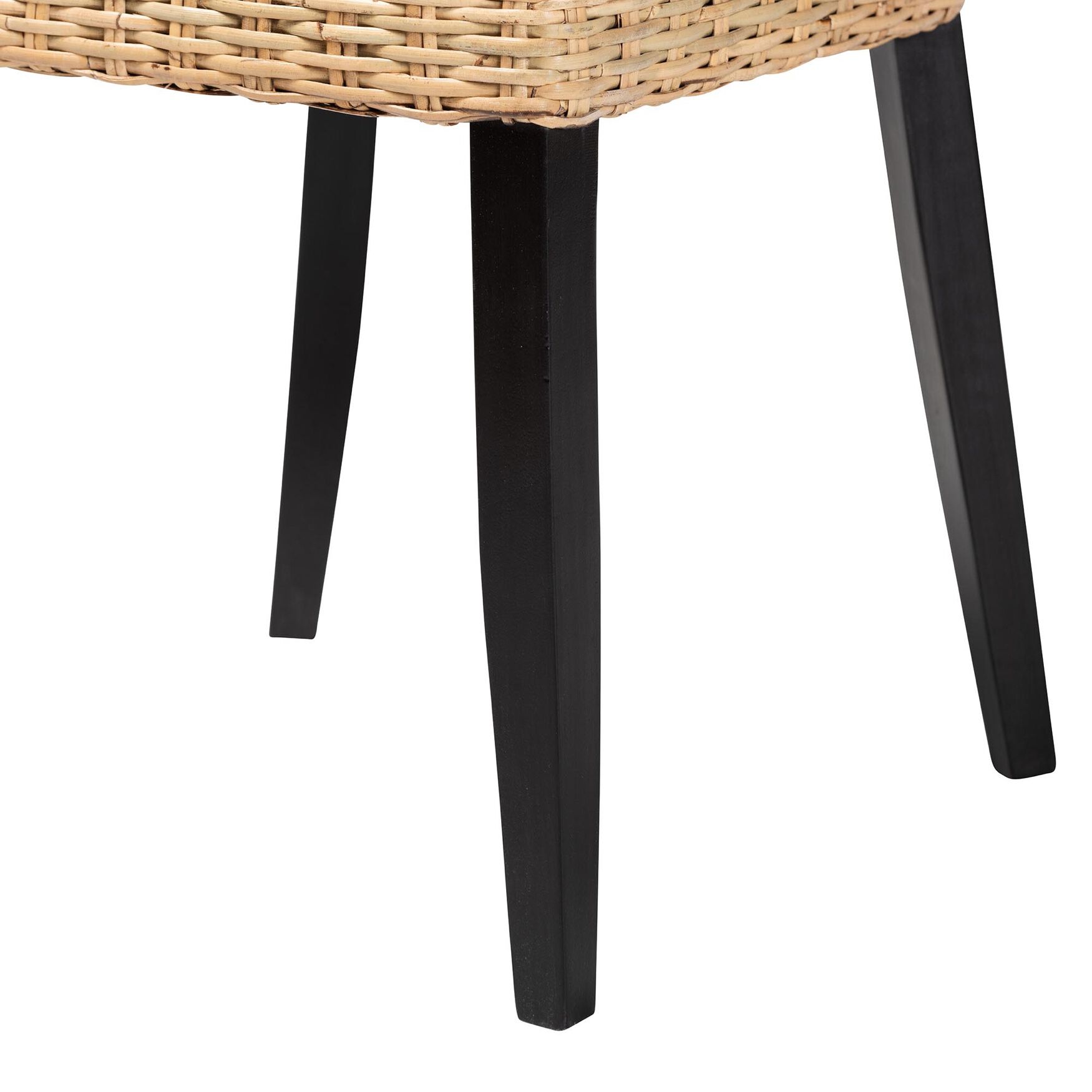 Dermot Modern Bohemian Dark Brown Finished Wood And Natural Rattan 2-Piece Dining Chair Set, , alternate image number 4