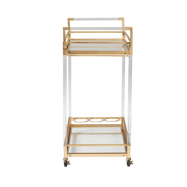 Savannah Contemporary Glam and Luxe Gold Metal and Glass Wine Cart, GOLD, alternate image number 4