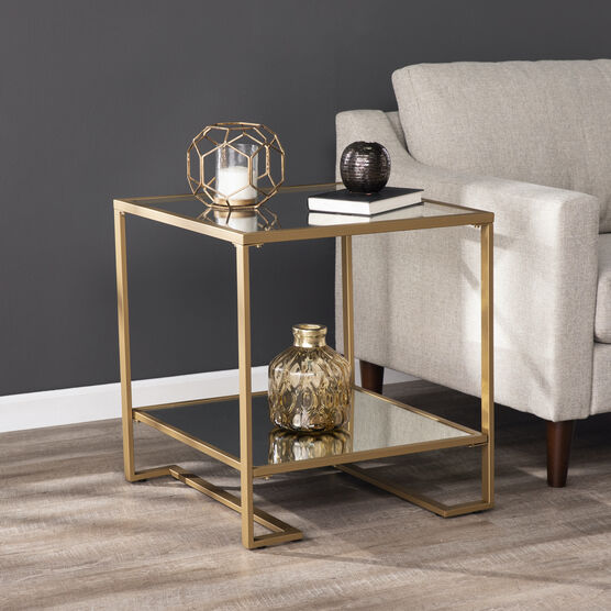 Horten Square Glass-Top End Table, GOLD, hi-res image number null