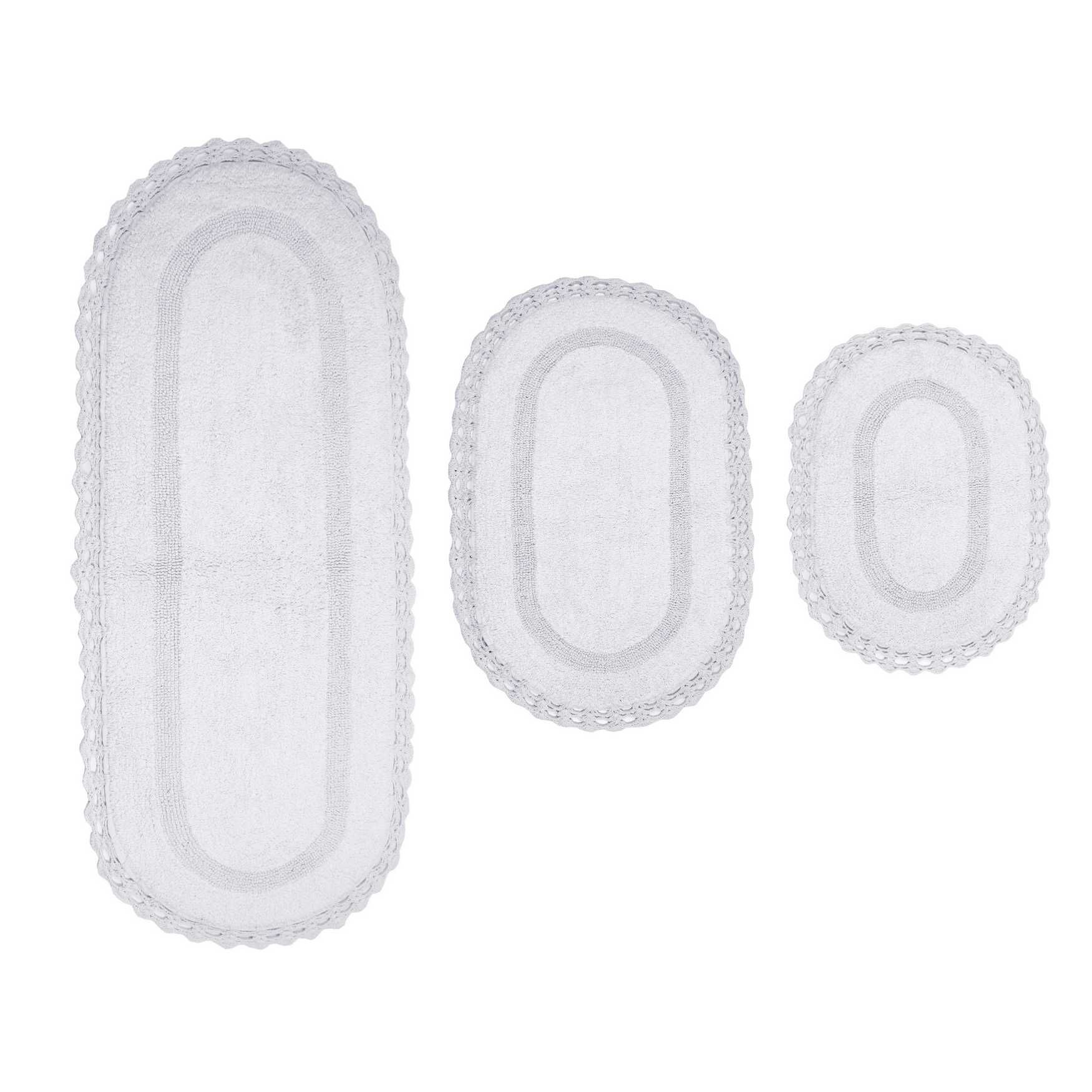 Hampton Crochet 3 Piece Bath Rug Collection, WHITE, hi-res image number 0