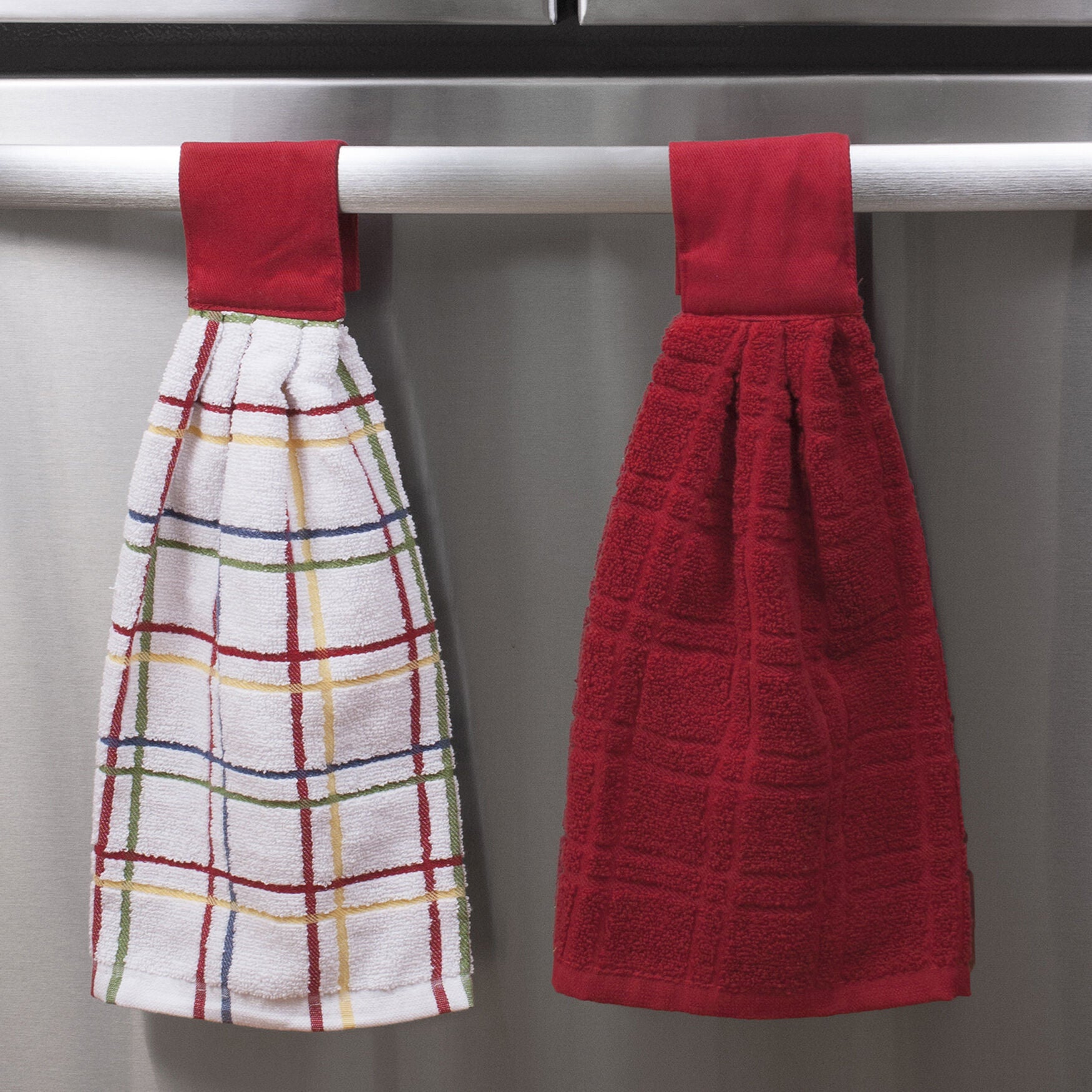 Solid And Multi Check Kitchen Tie Towel, Set Of Two, , alternate image number 8