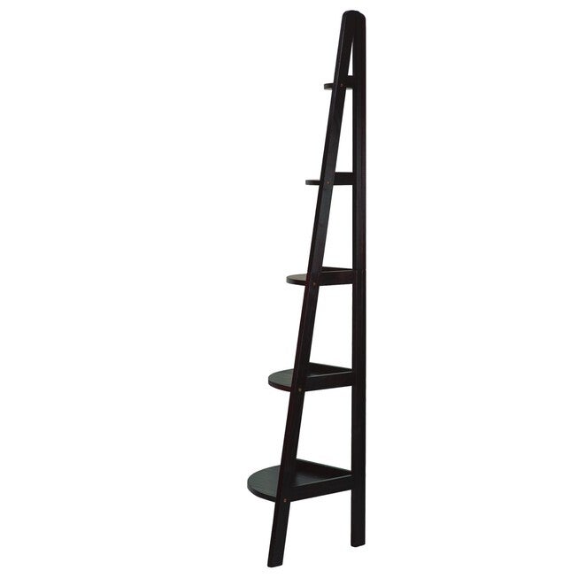 5-Shelf Corner Ladder Bookcase-Espresso, , alternate image number 2