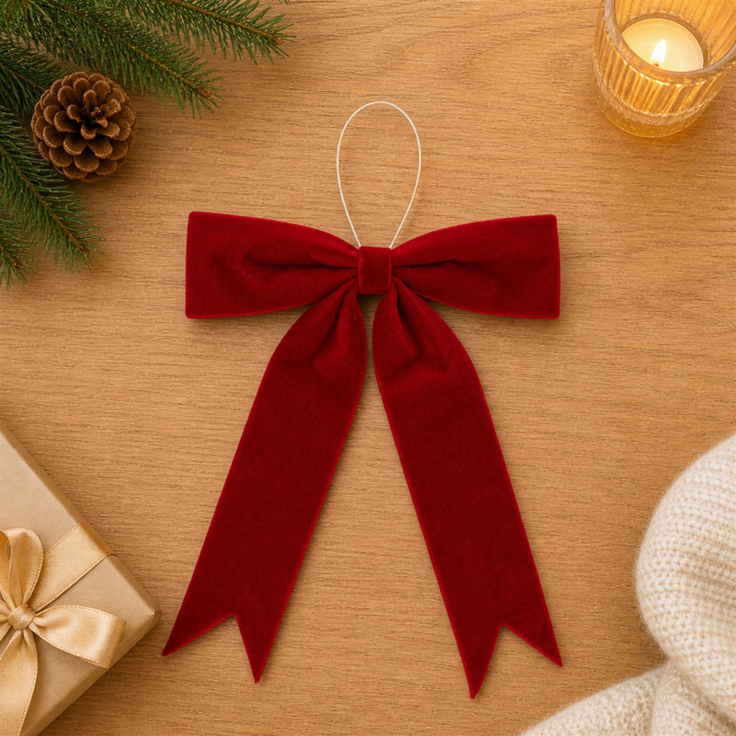 Red Holiday Bow (Set of 2), RED, alternate image number 1