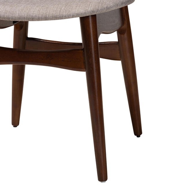 Tarana Mid-Century Modern Grey Fabric And Walnut Brown Finished Wood 2-Piece Dining Chair Set, , alternate image number 4