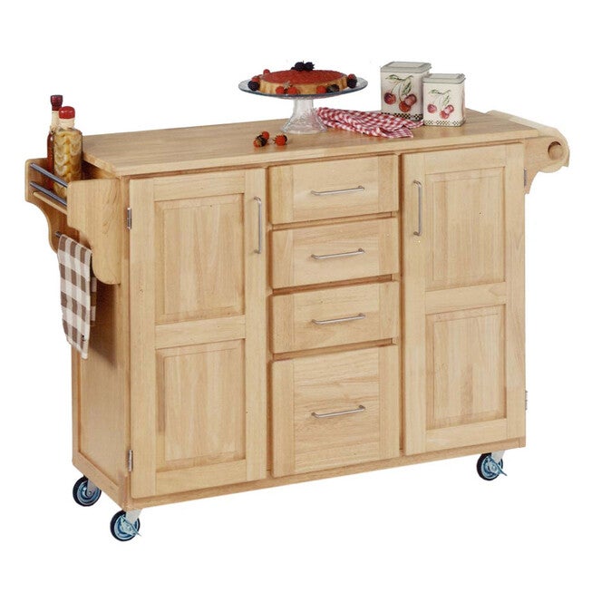 Large Natural Finish Create a Cart with Wood Top , NATURAL WOOD, hi-res image number 0
