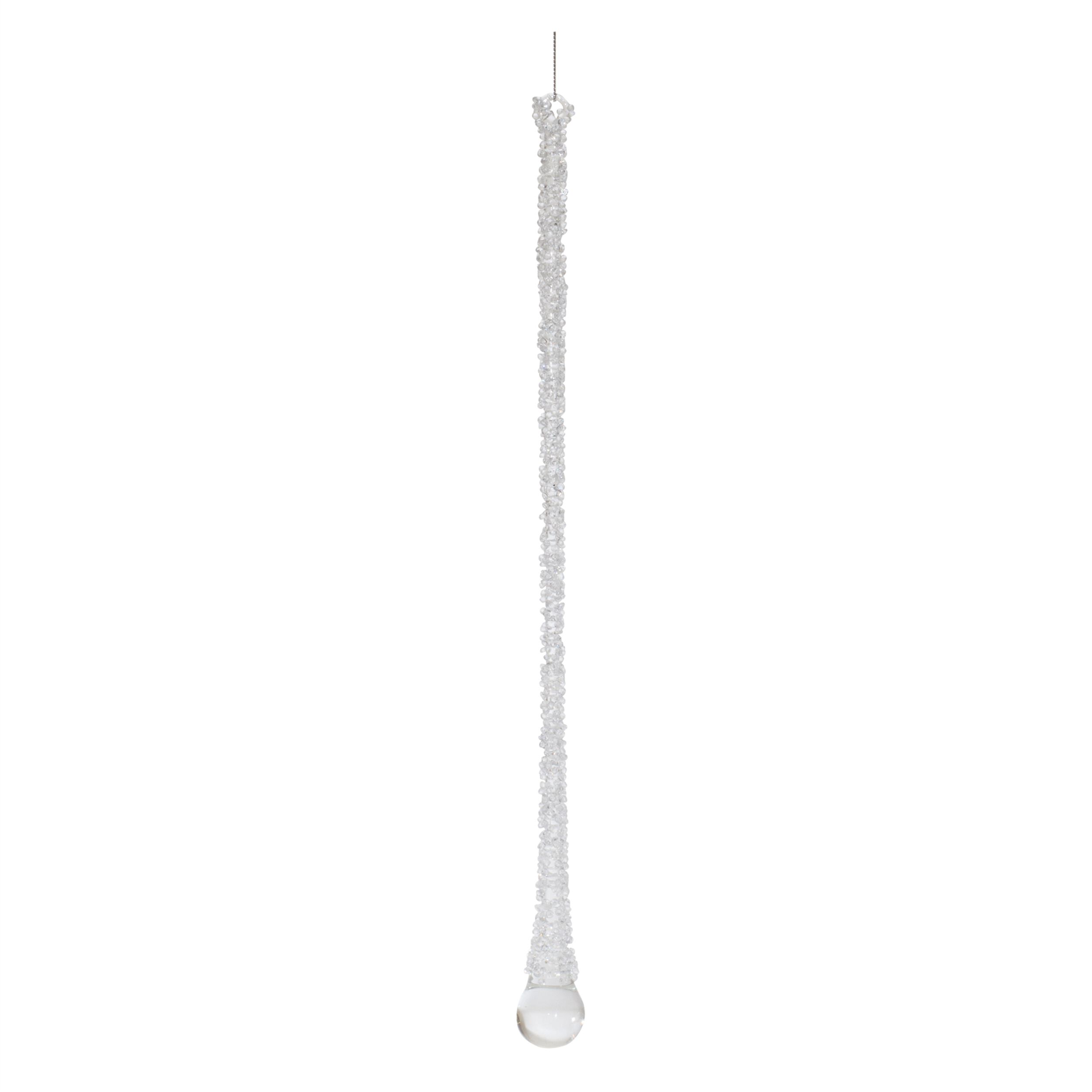 Clear Beaded Glass Icicle Drop Ornament (Set of 6), CLEAR, alternate image number 3