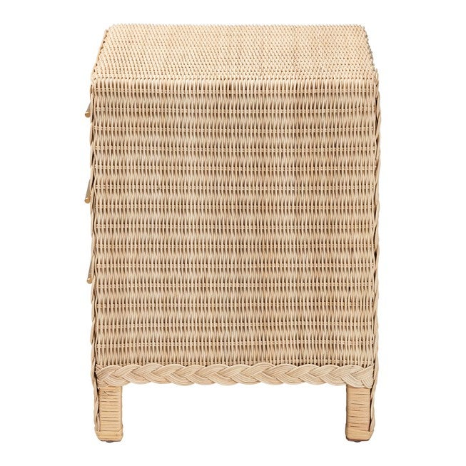 Lanica Japandi Sun Bleached Rattan 3-Drawer Nightstand, PALE, alternate image number 4