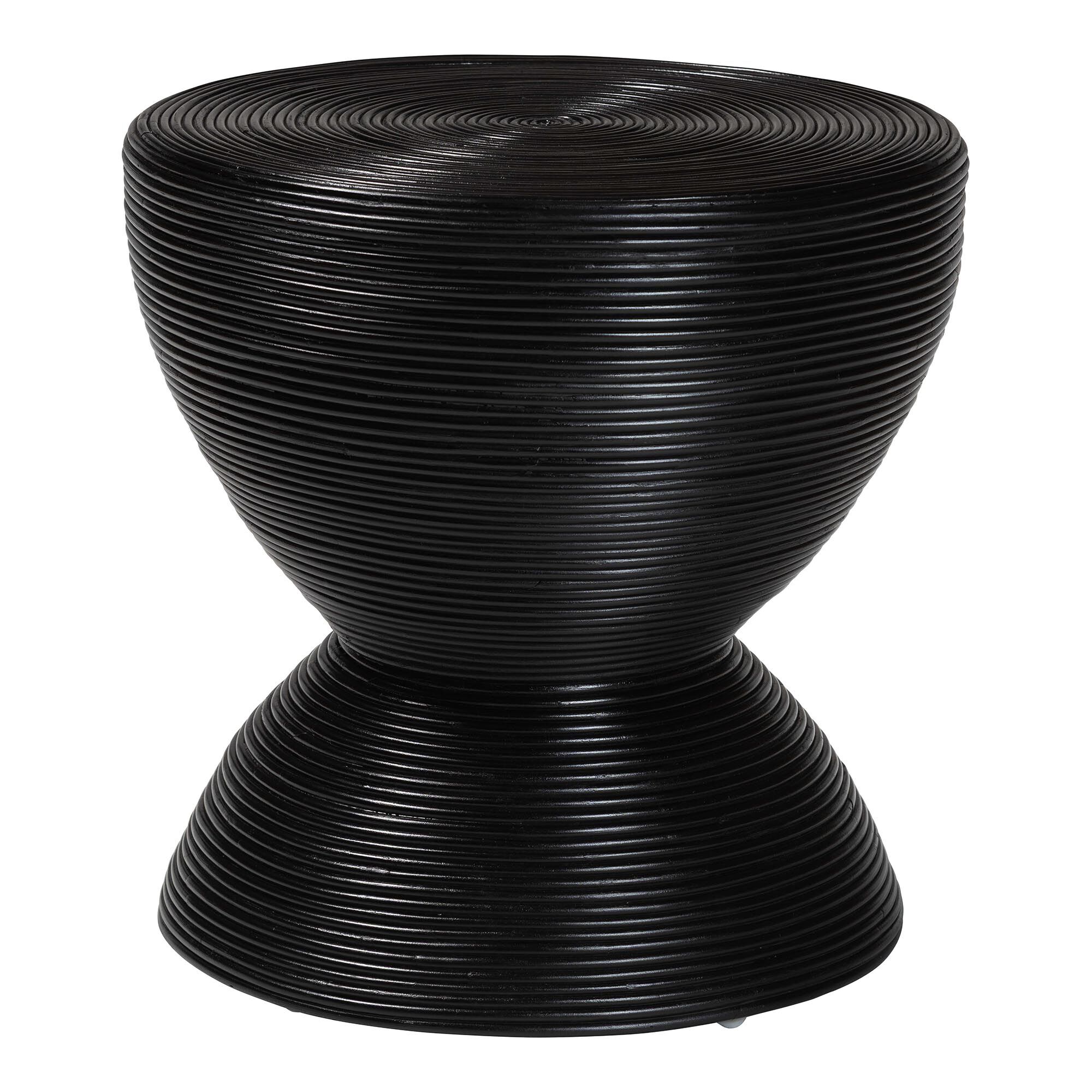 Tokyo Laminated Natural Rattan Side Table, Natural, BLACK, alternate image number 1