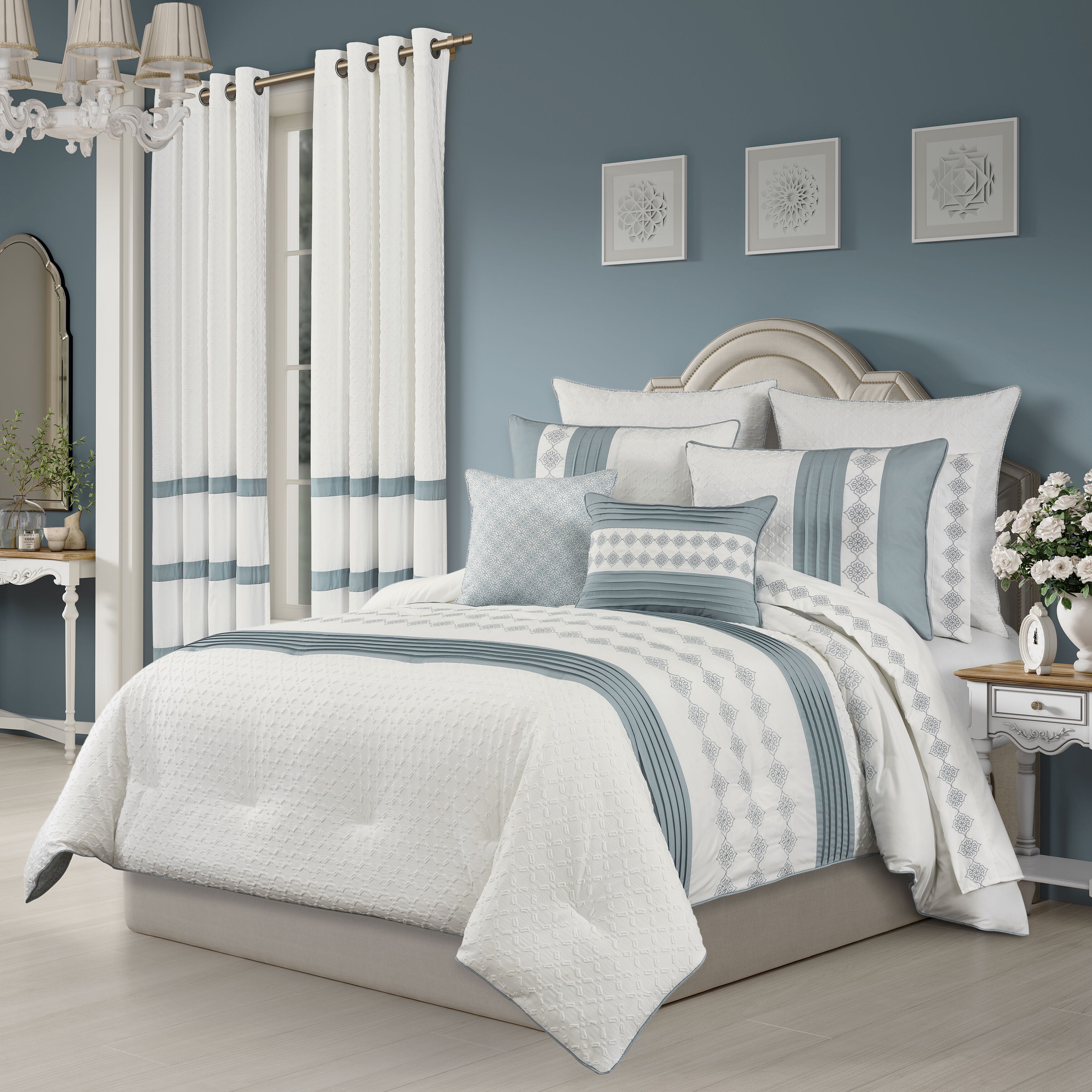 TRILOGY KING/CAL KING 3PC. COMFORTER SET, BLUE, hi-res image number 0