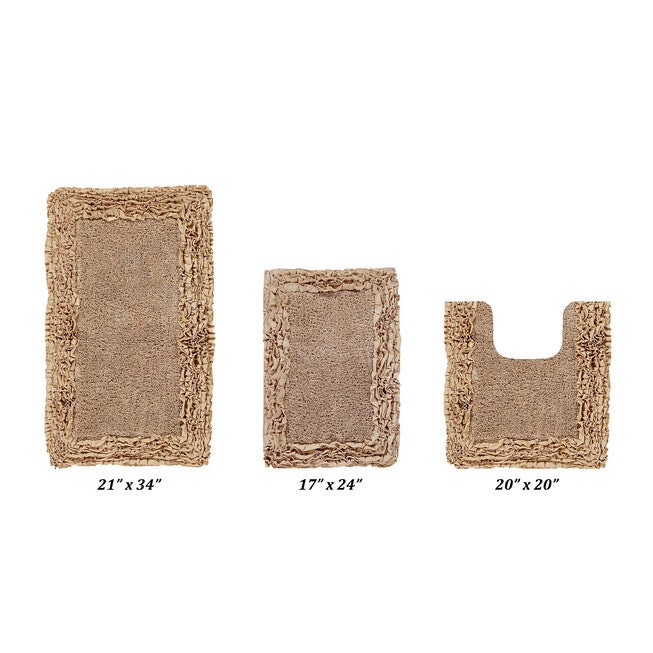 Shaggy Border Bath Rug Mat, 3 Piece Set, (17 inches X 24 inches | 20 inches X 20 inches | 21 inches X 34 inches), BEIGE, hi-res image number 0