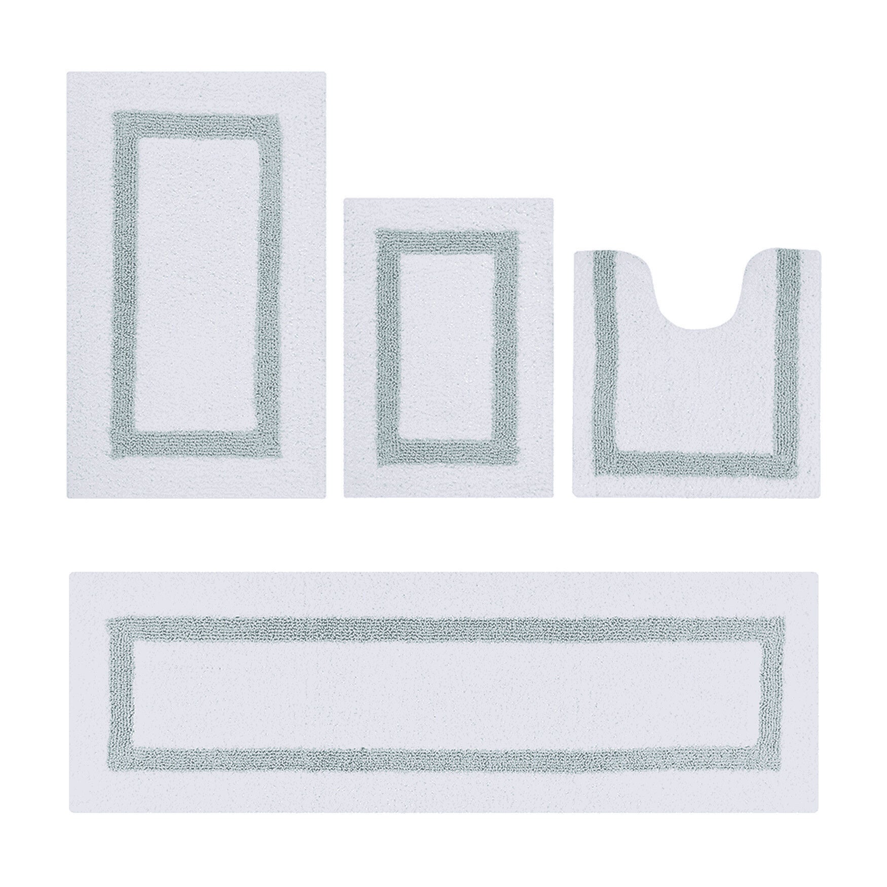 Hotel Collection 100% Cotton 4 Piece (17 inches X 24 inches | 20 inches X 20 inches | 21 inches X 34 inches | 20 inches X 60 inches) Bath Rug Set, WHITE BLUE, hi-res image number 0