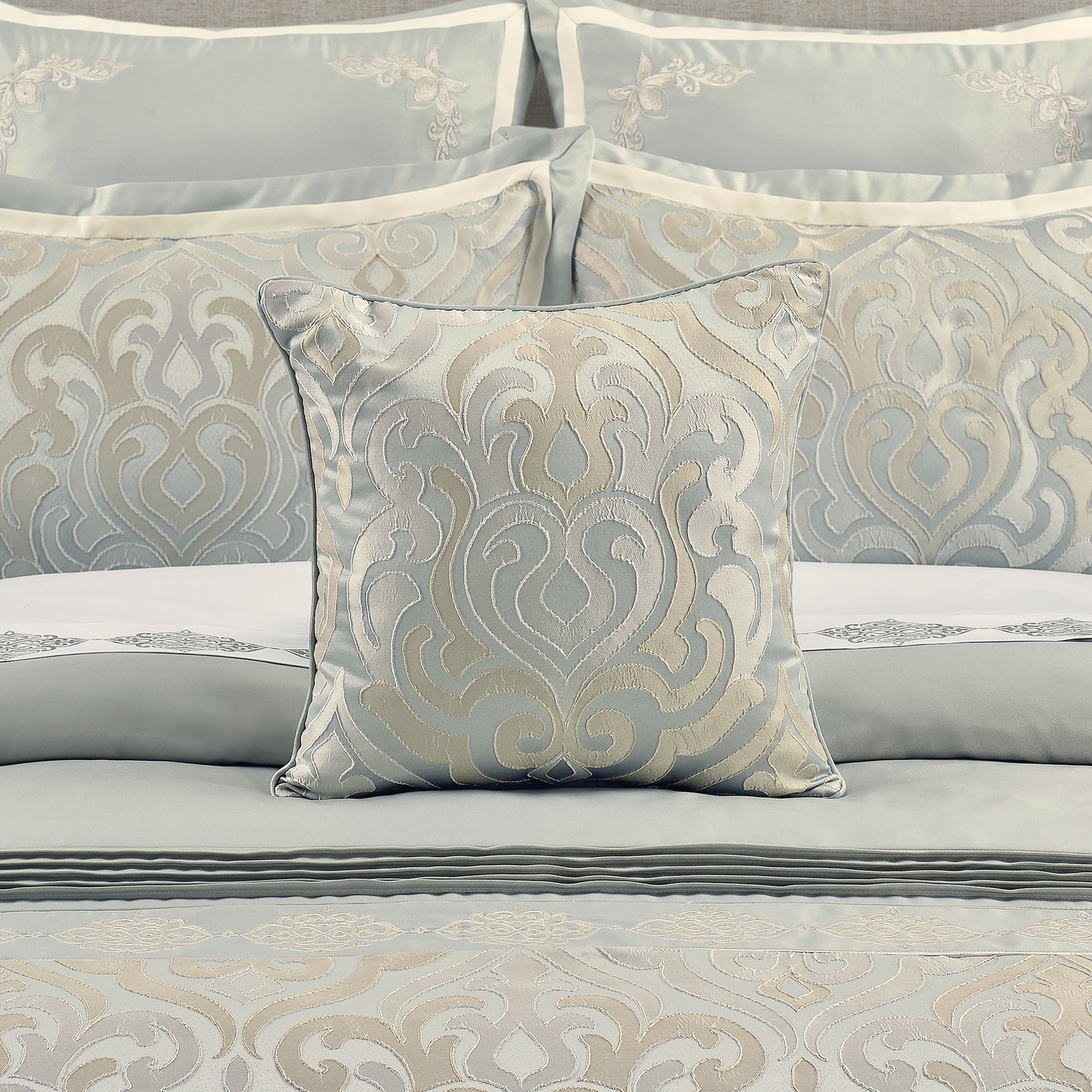 CALMFIELD 18 inches SQUARE DECORATIVE THROW PILLOW, AQUA, hi-res image number 0