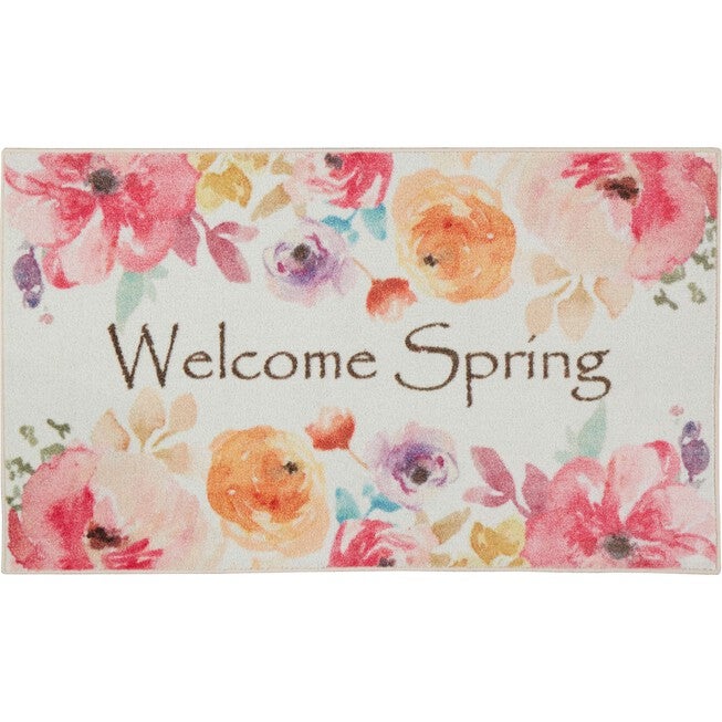 Welcome Spring Pink Kitchen Rug, PINK, hi-res image number null
