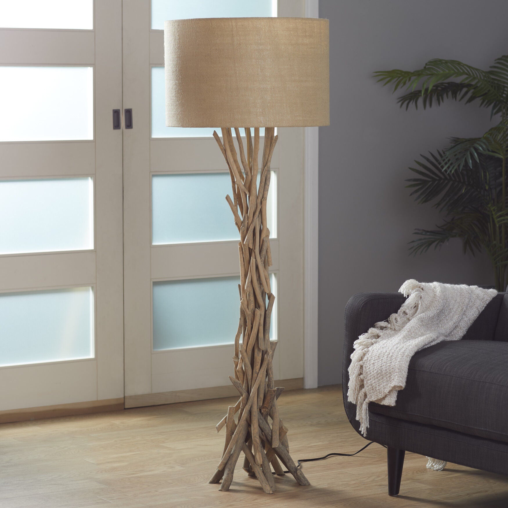 Beige Wood Rustic Floor Lamp, , alternate image number 7