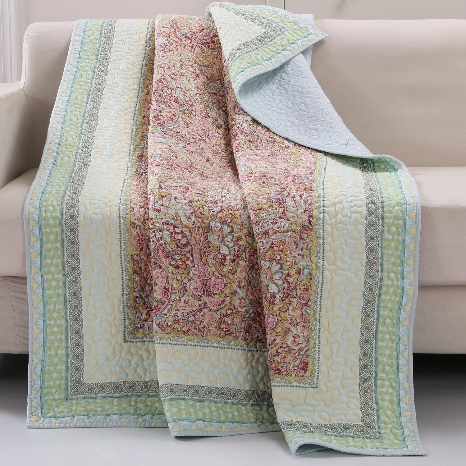 Palisades Quilted Throw Blanket, PASTEL, hi-res image number 0
