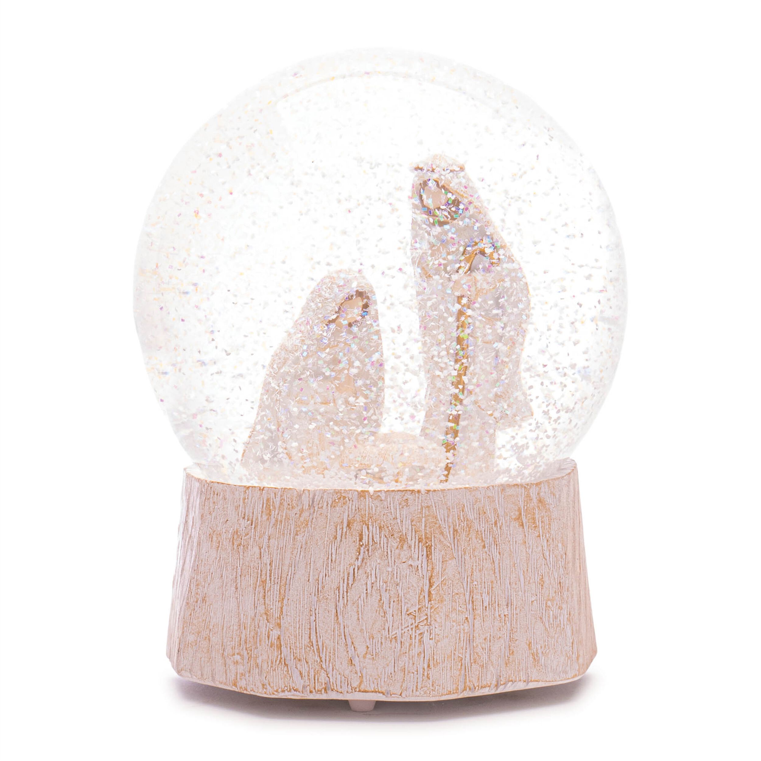 Musical Nativity Scene Snow Globe 5.75 inchesH, WHITE BEIGE, hi-res image number 0
