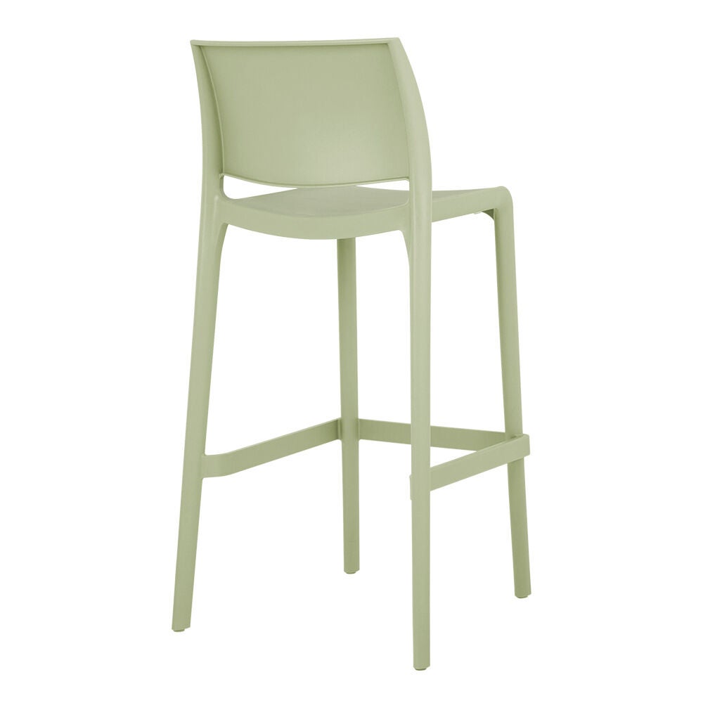 Side view of a light green outdoor bar stool