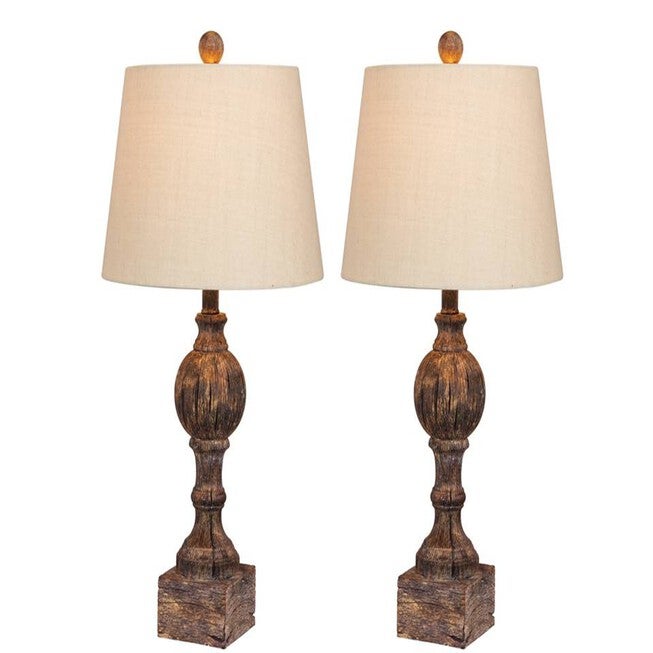 Cottage Antique Brown Resin 26.5 inches Table Lamp, Set 2, BROWN, hi-res image number null