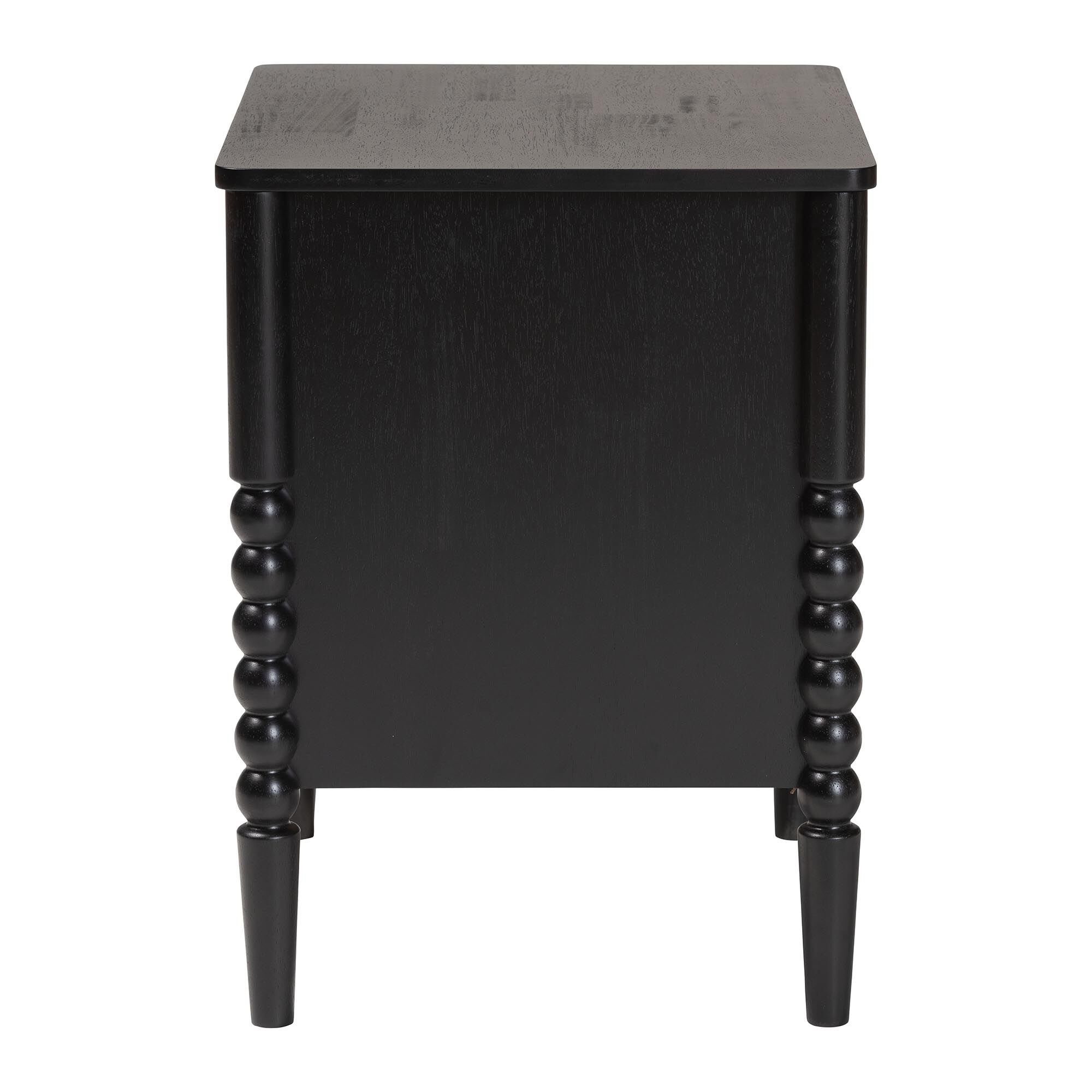 Lucera Mid-Century White 2-Drawer Bobbin Nightstand, BLACK, alternate image number 4