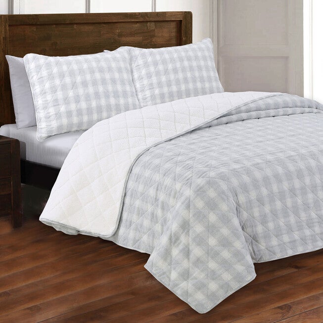 Estate Collection Huntington Flannel Quilt Set, GRAY, hi-res image number null