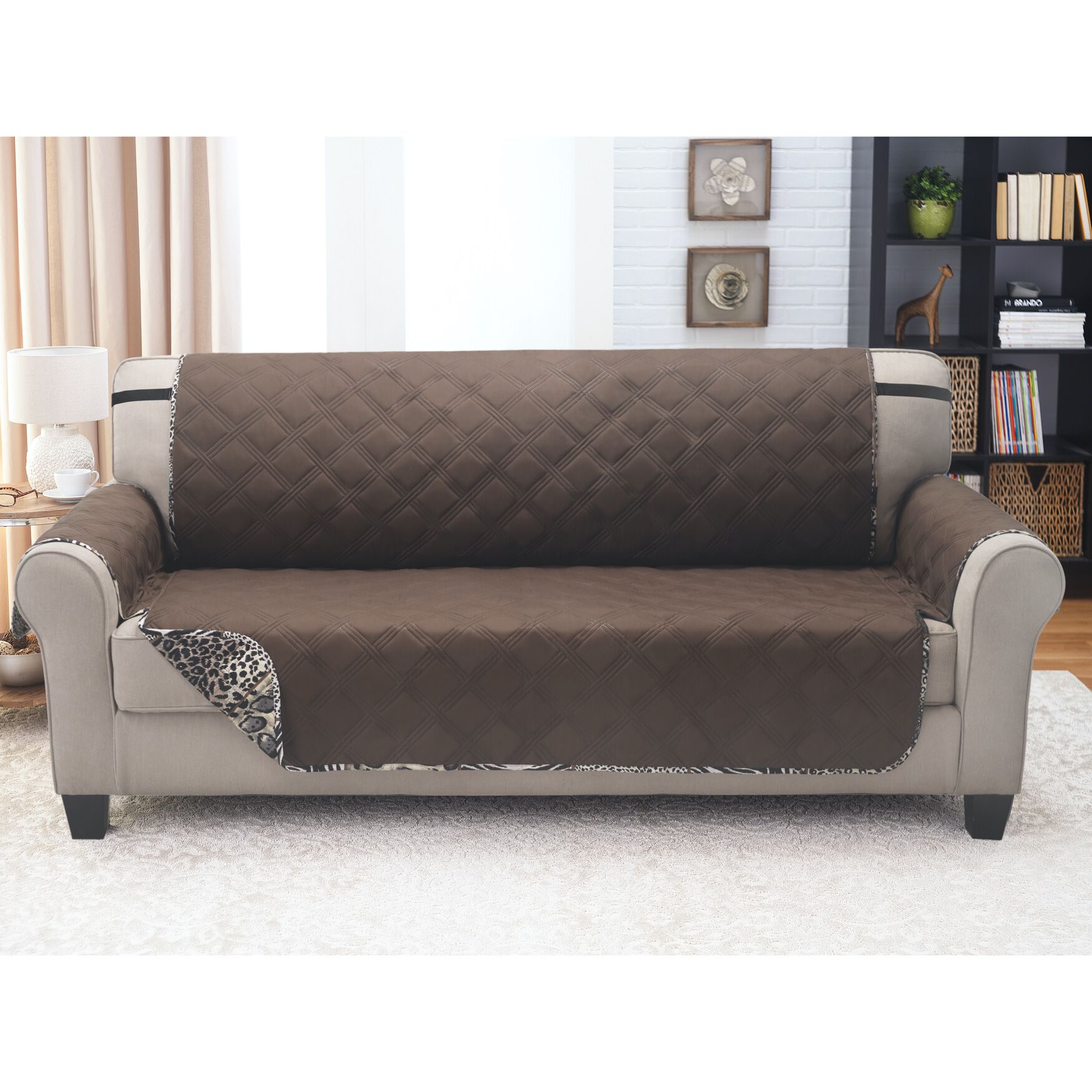 Printed Reversible Quilted Sofa Protector, , alternate image number 3