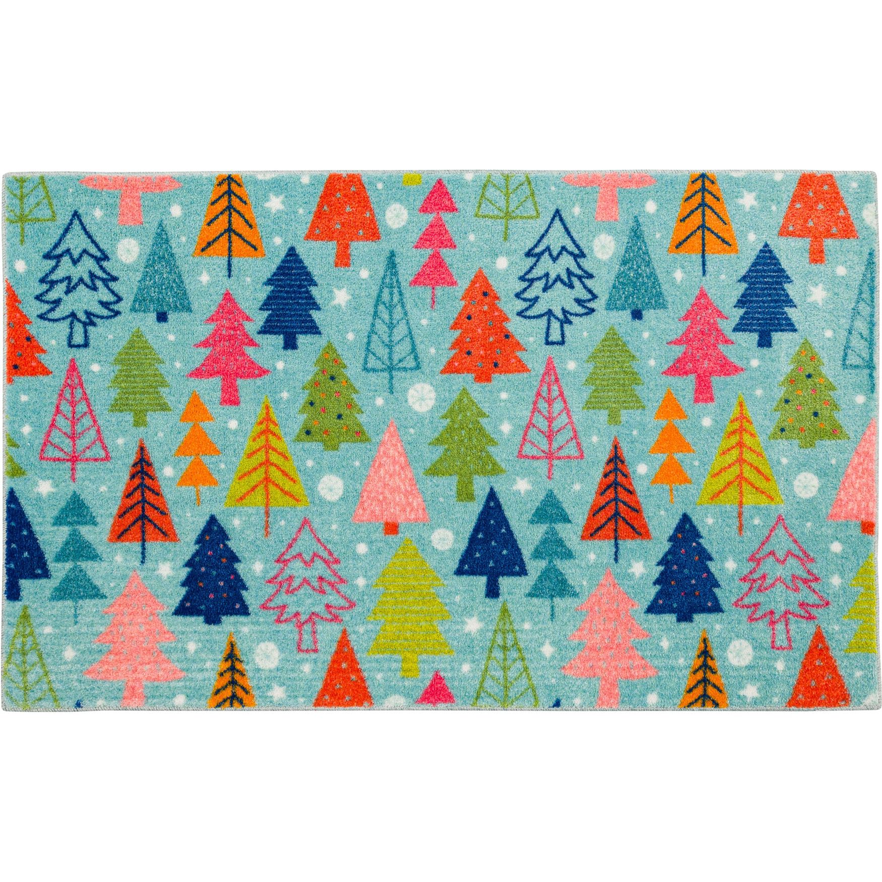 Tree Scatter Kitchen Rug, AQUA, hi-res image number 0