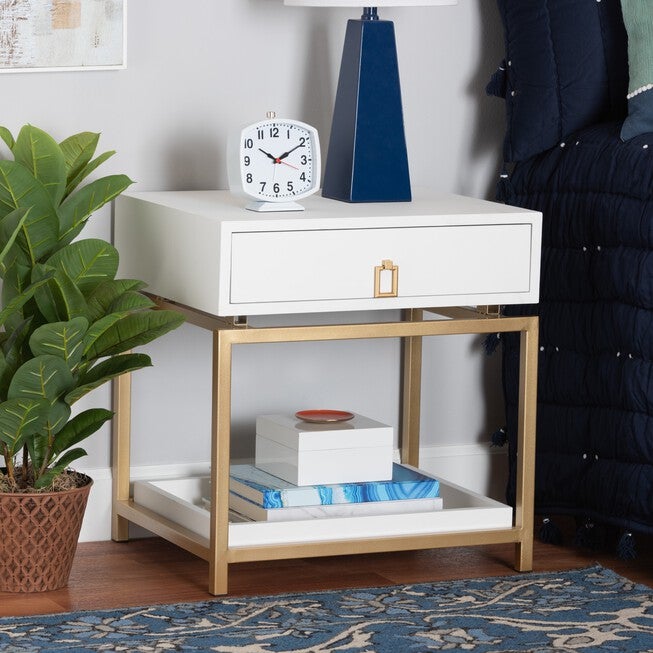 Melosa Modern Glam And Luxe 1-Drawer End Table, , alternate image number null