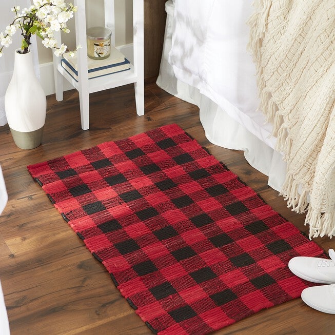 Red & Black Buffalo Check Rag Rug 26X40, , alternate image number 2