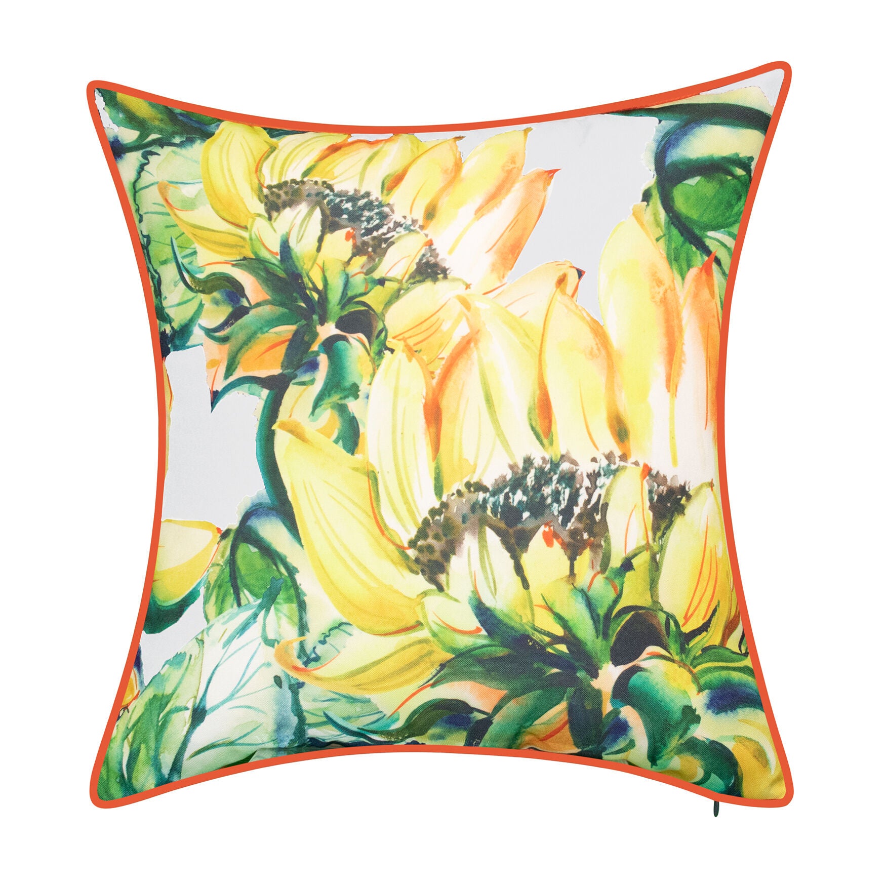 Indoor & Outdoor Sunflower Watercolor Reversible Decorative Pillow, MULTI, hi-res image number 0