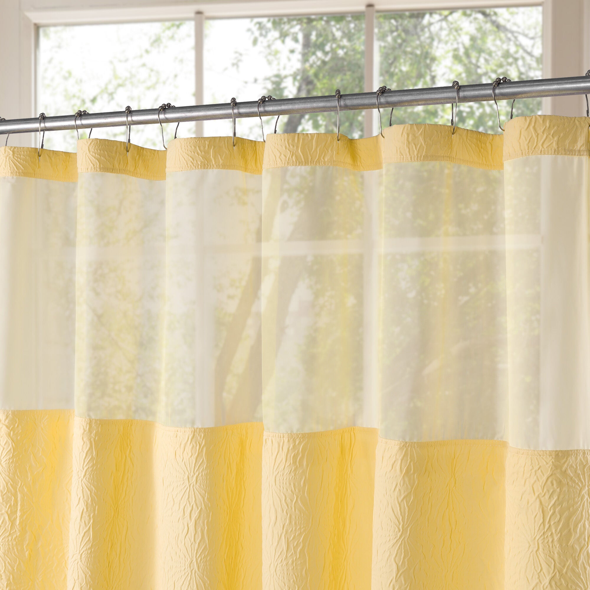 Starburst Crinkle Shower Curtain with Snap-in Liner, Hooks Included, SUNSHINE, alternate image number 3