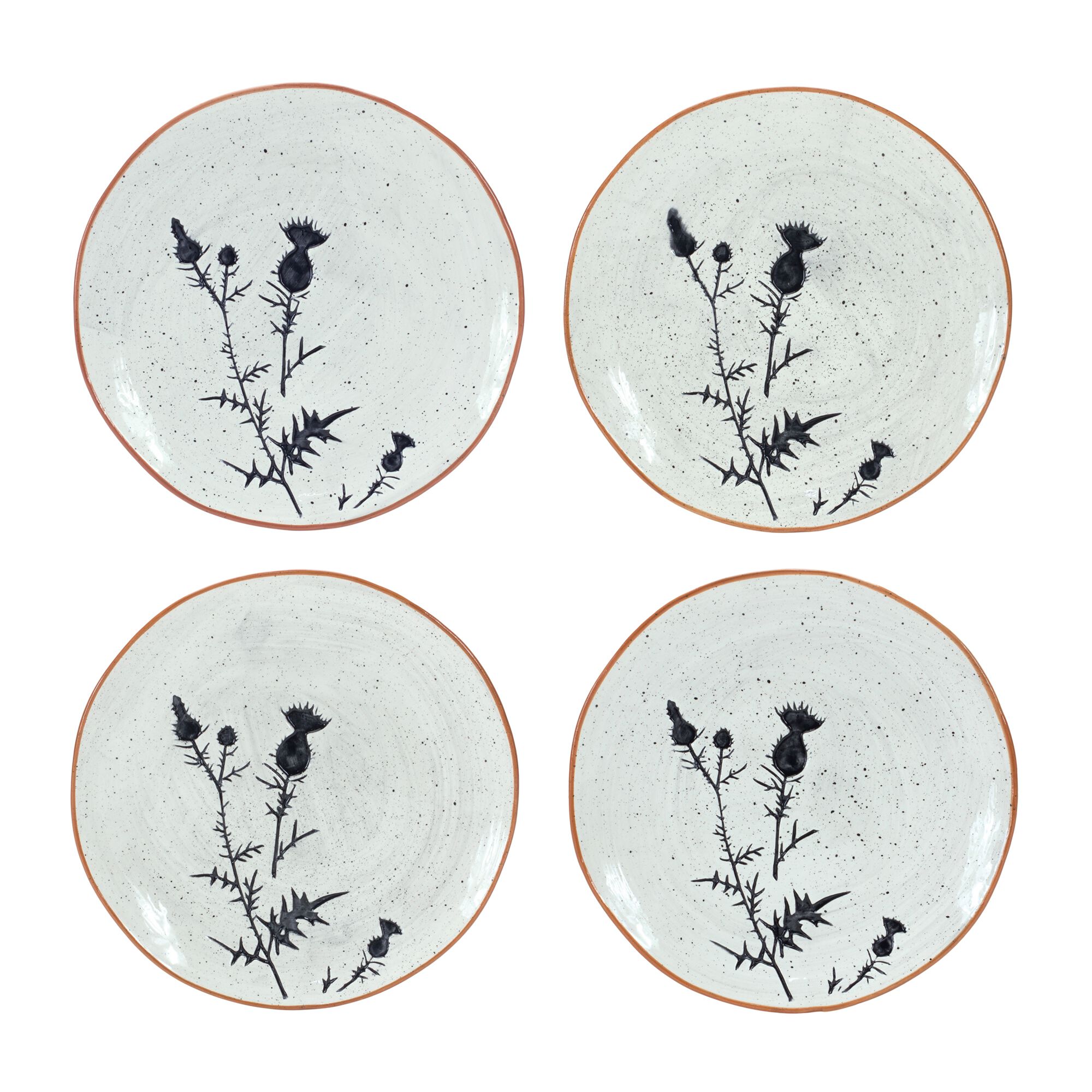 Plate (Set of 4) 8 inchesD Ceramic, BLACK/WHITE, hi-res image number 0