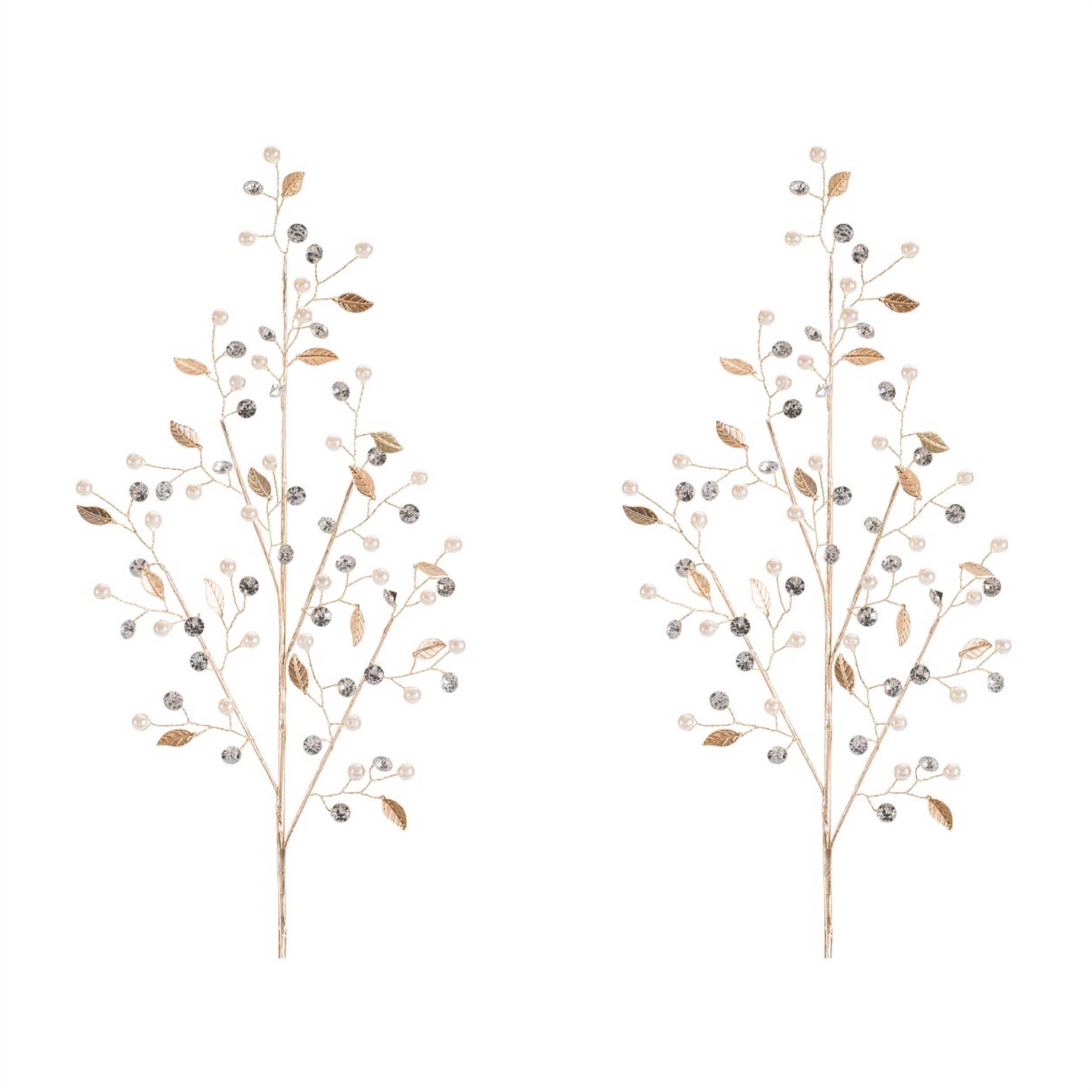 Pearl and Jewel Bead Spray (Set of 2), GOLD SILVER, alternate image number 4