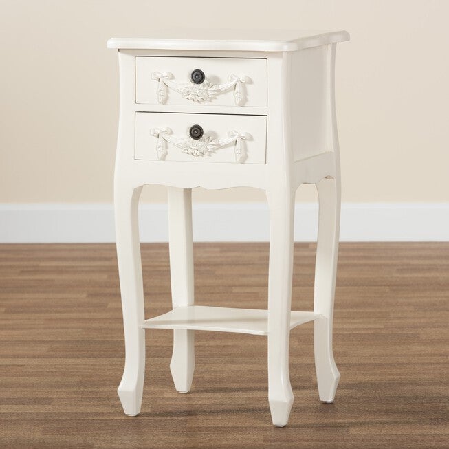 Eliya Classic And Traditional White Finished Wood 2-Drawer Nightstand, , alternate image number null