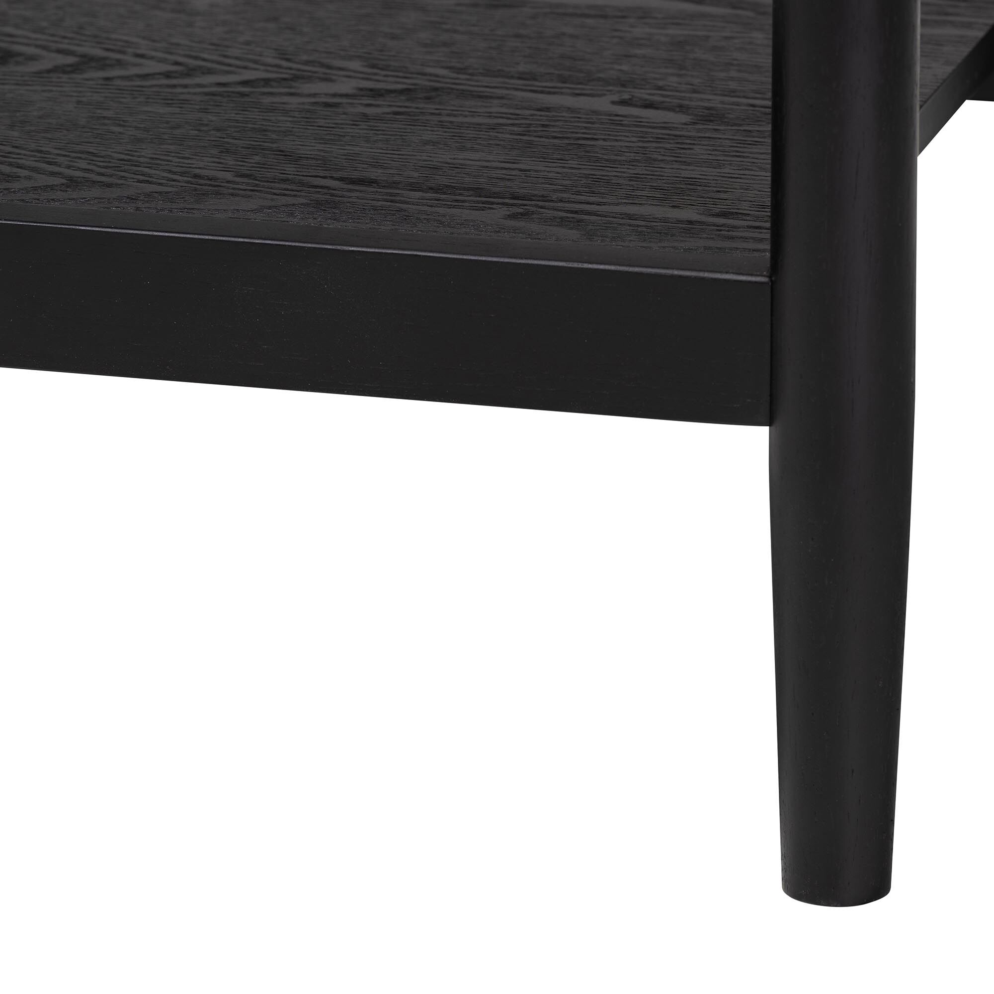 Shirin Mid-Century Beige Fabric and Black Wood 1-Drawer Nightstand, BLACK, alternate image number 6